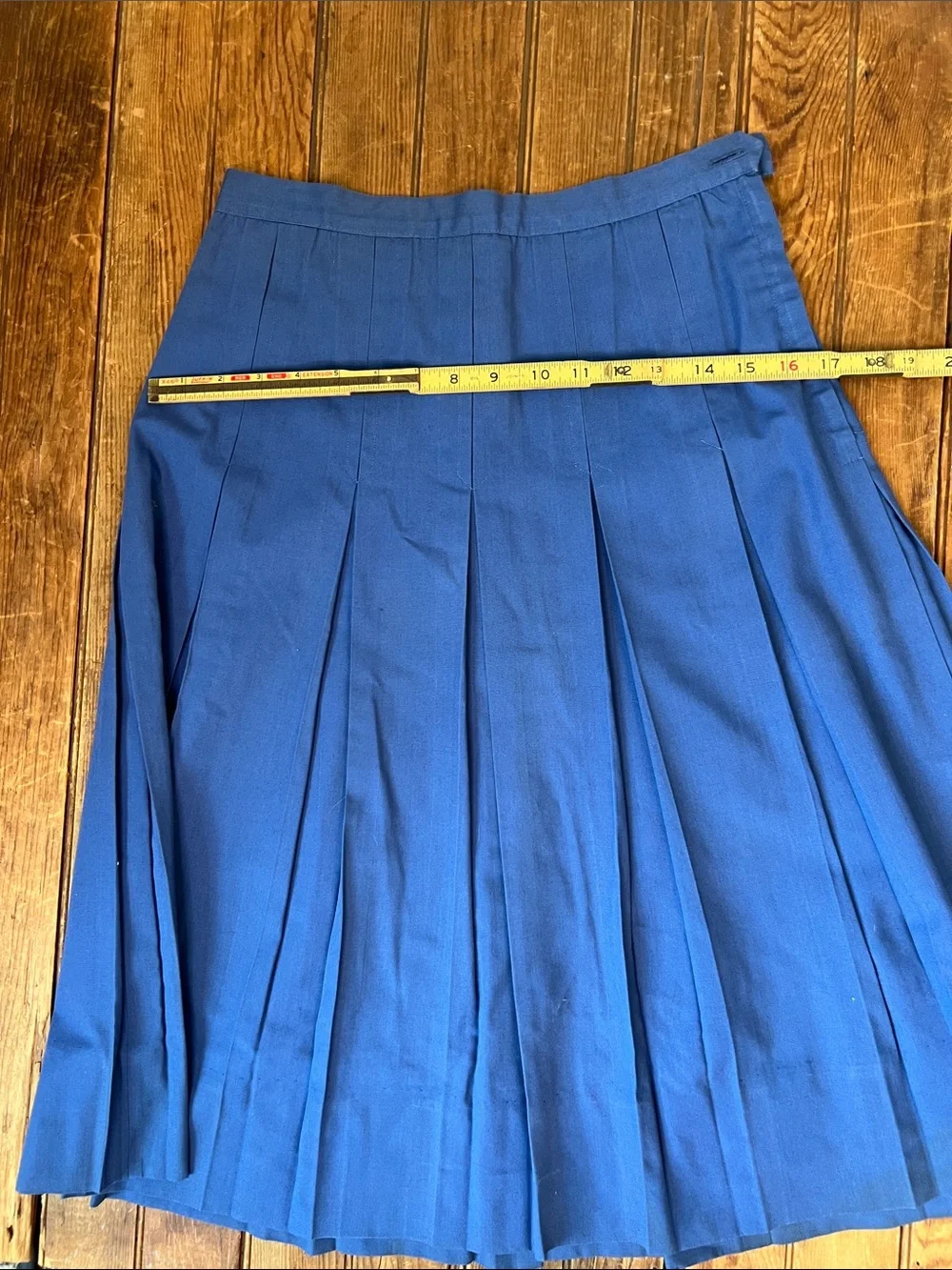 Vintage 70s Classic Skirt high quality Pleated Blue cotton Midi size medium